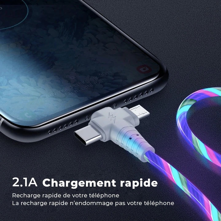 Câble de recharge lumineux 3 en 1