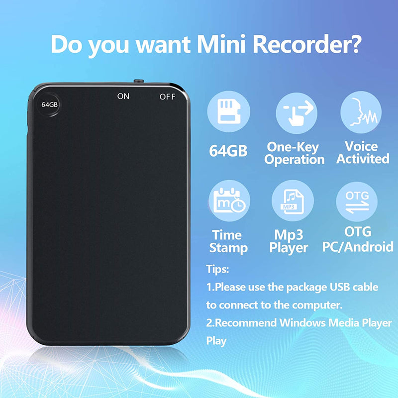 Discreet mini voice recorder - Up to 50 hours of recording