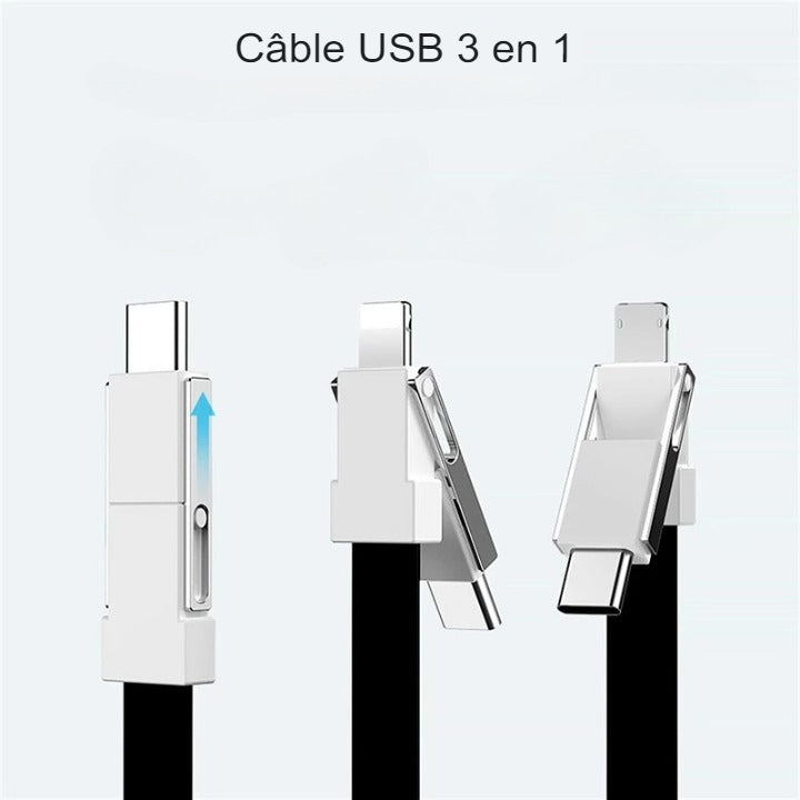 2x Porte-clés USB magnétique 3 en 1