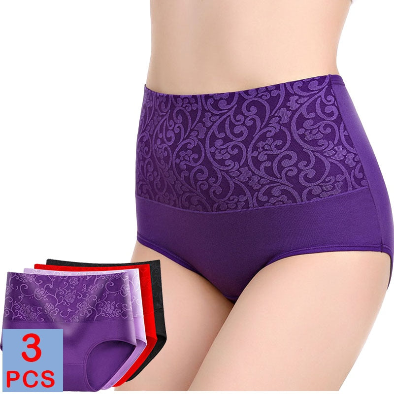 Pack of 3 cotton abdominal panties for women 