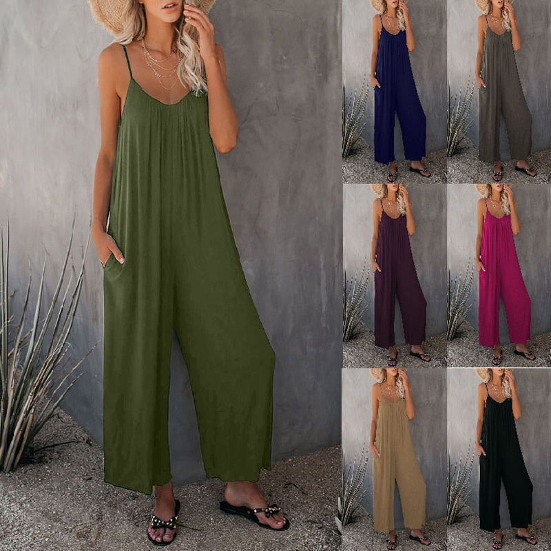 Stretch Sleeveless Strappy Jumpsuit