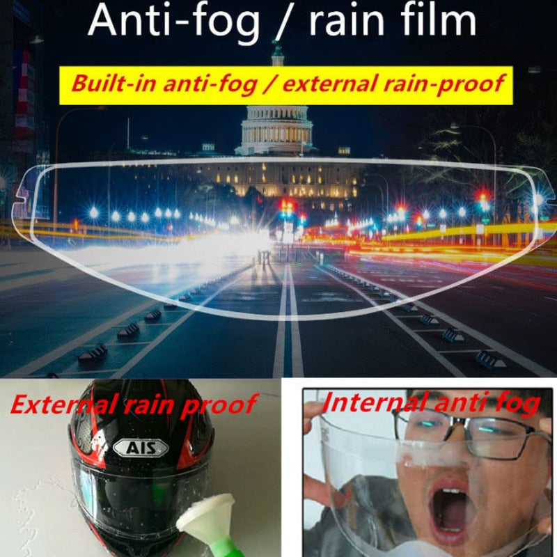 Anti-fog and rain protection for helmets