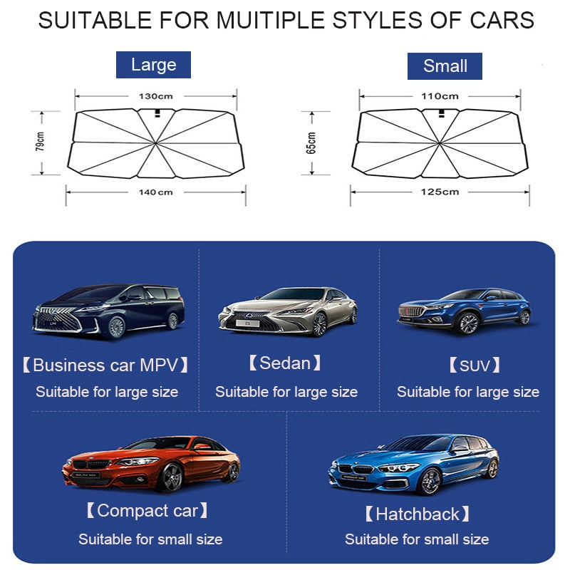 Compact Car Sunshade - Active Heat Dissipation