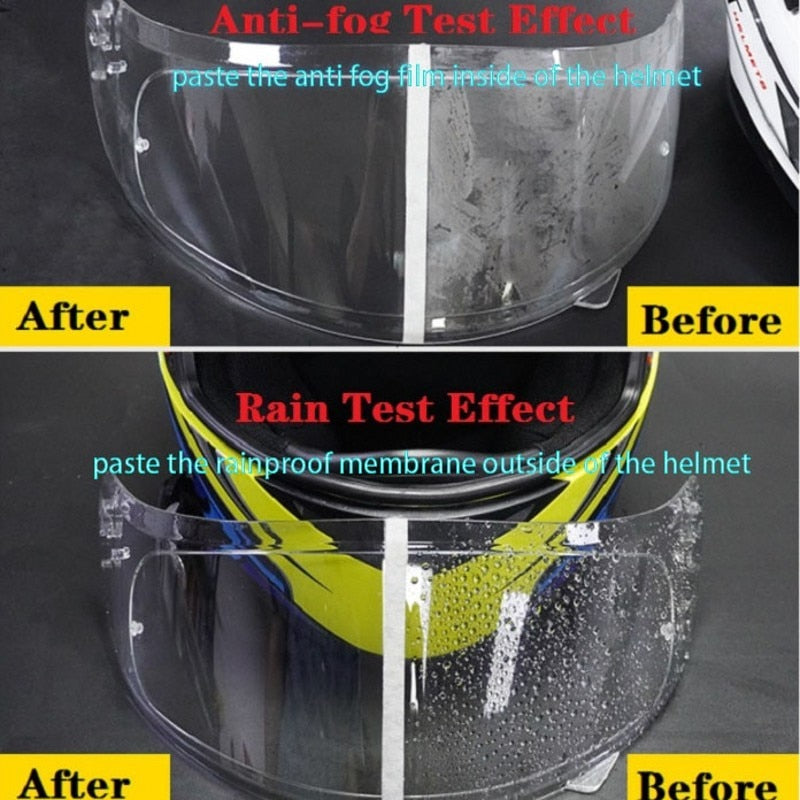 Anti-fog and rain protection for helmets