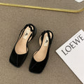 Heeled sandals with square toe - PU leather