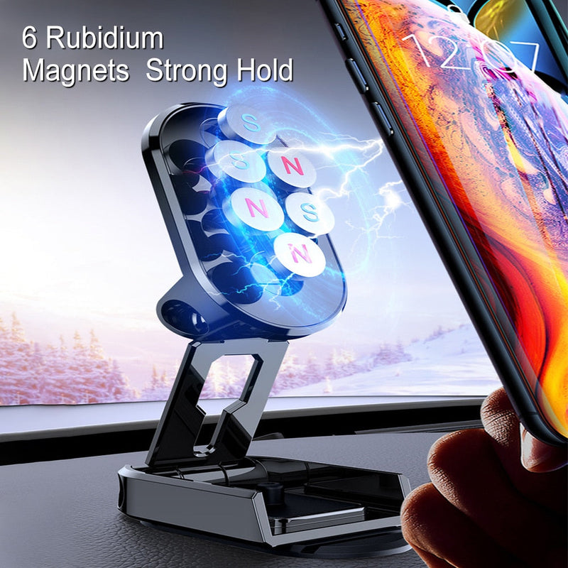 Magnetic and foldable phone holder - 360° rotation