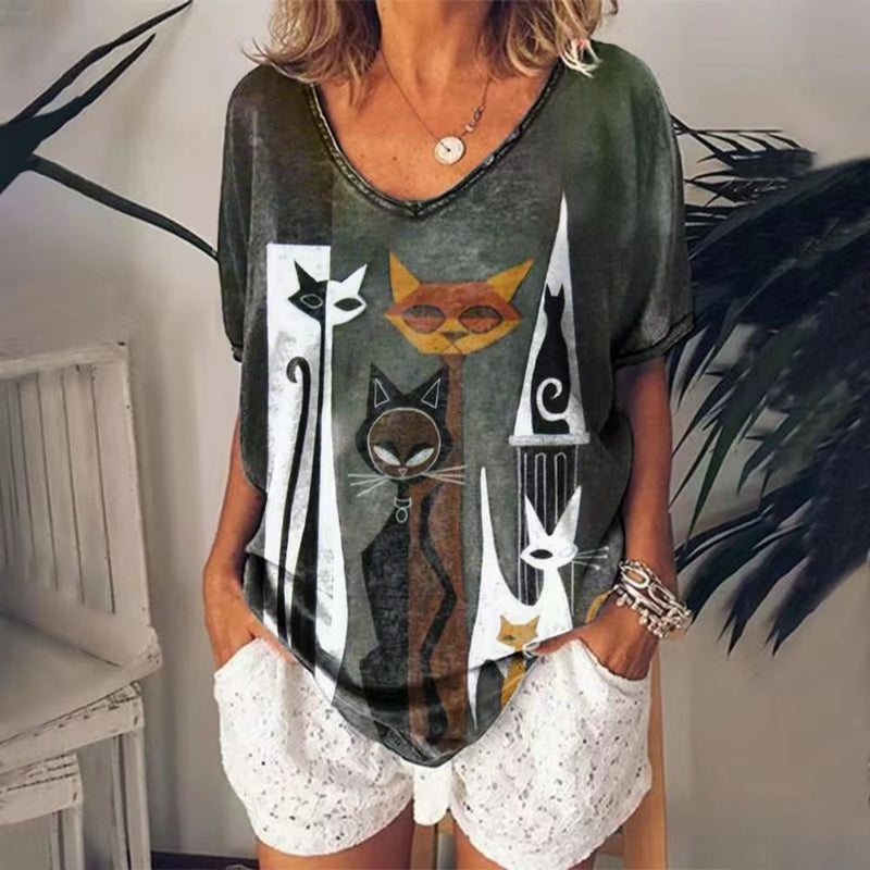 Printed Short Sleeve T-shirt for Women