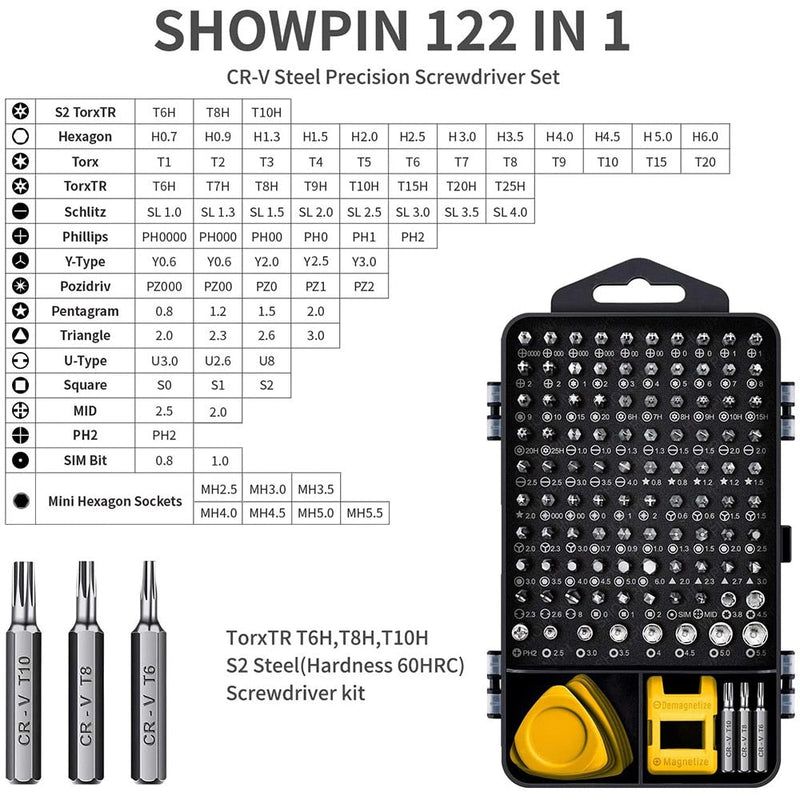 Repair Kit with 115 in 1 Magnetic Screwdriver