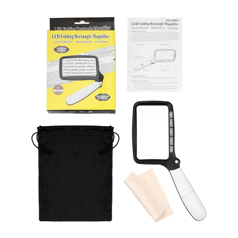 Reading magnifier with LED lighting