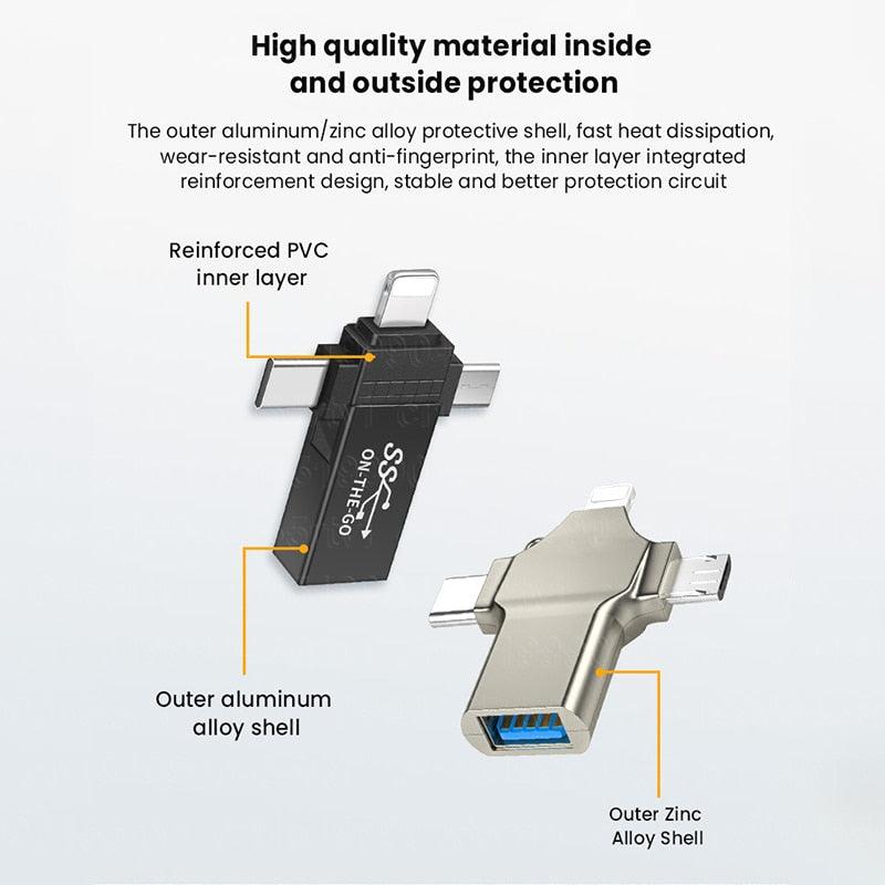 Connecteur USB 3 en 1 universel - USB, Iphone, Android, PC, Tablette