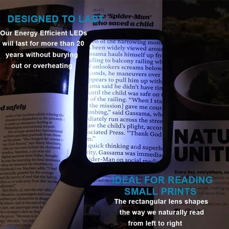 Reading magnifier with LED lighting